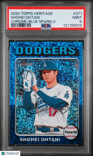2024 Topps Heritage Shohei Ohtani #371 Chrome Blue Sparkle PSA 9 