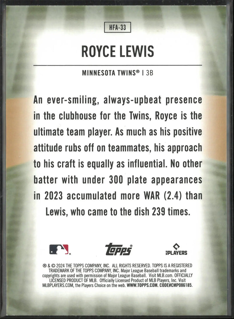 2024 Topps Home Field Advantage Royce Lewis 