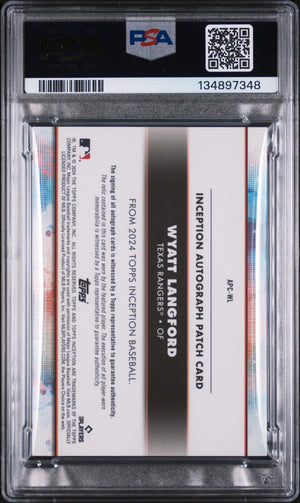 2024 Topps Inception Autograph Auto Patch Wyatt Langford Aqua /50 PSA 10 