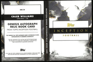 2024 Topps Inception Football Caleb Williams RC Rookie Patch Auto Booklet /50 