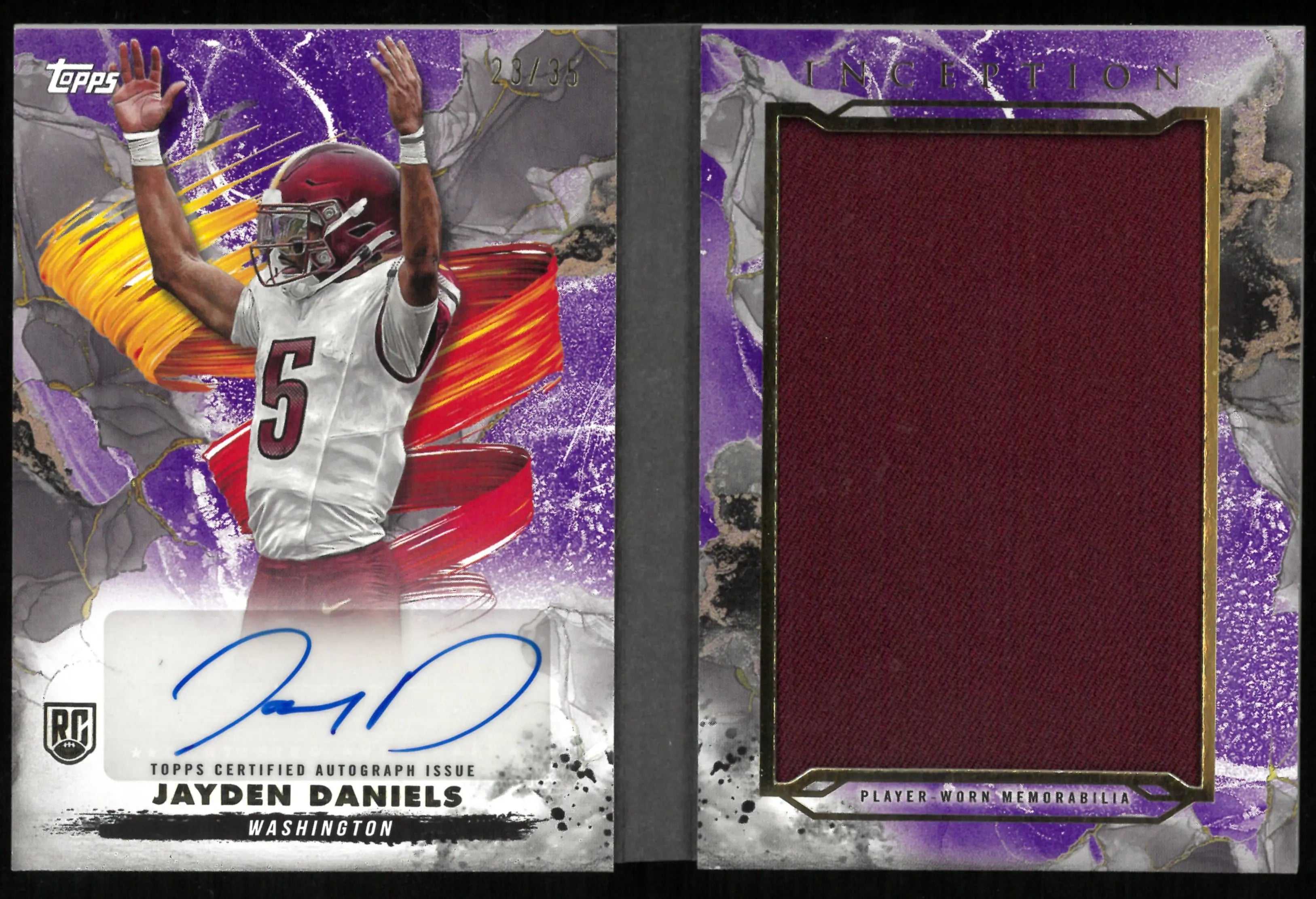 2024 Topps Inception Football Jayden Daniels RC Patch Auto Booklet /35 