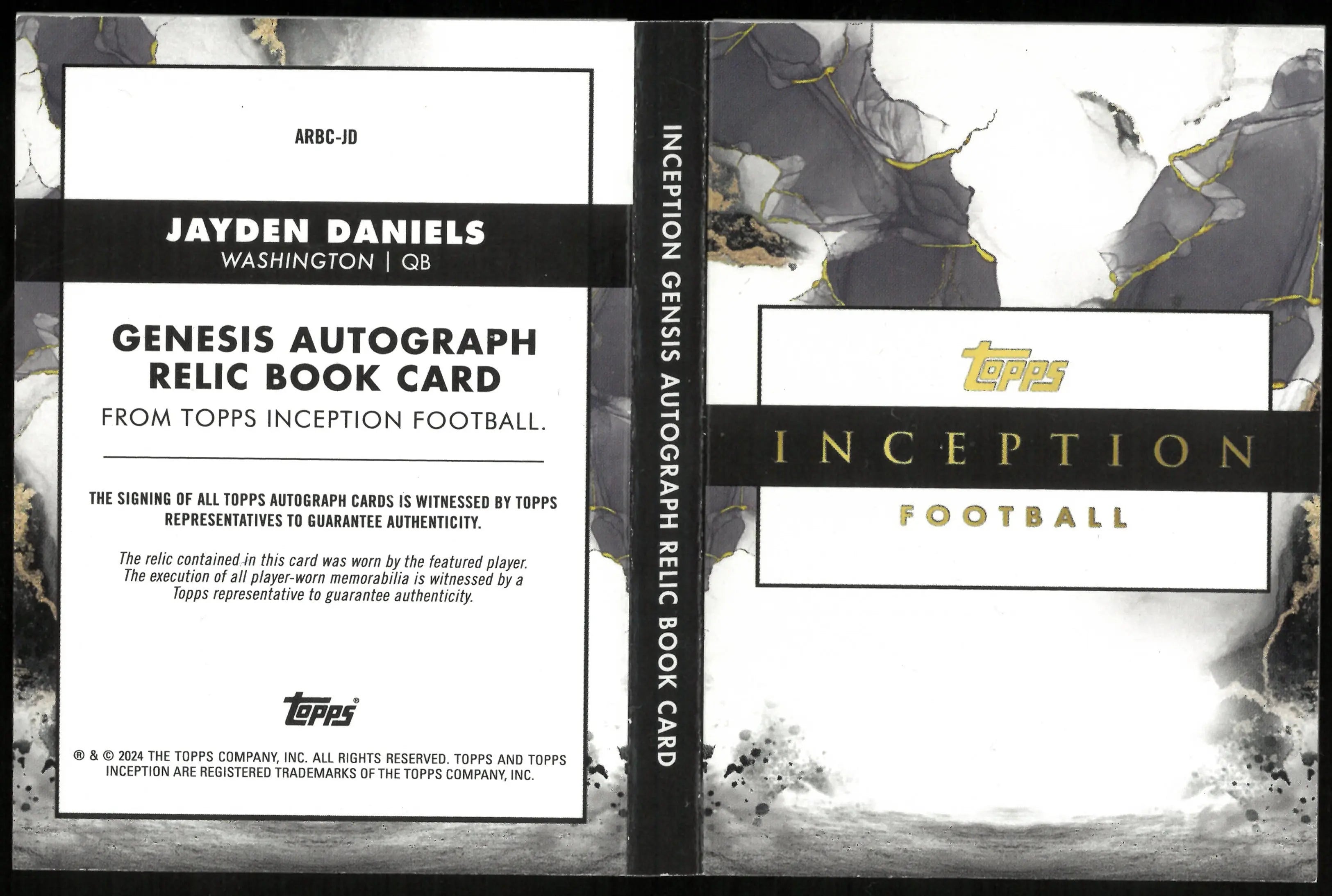 2024 Topps Inception Football Jayden Daniels RC Patch Auto Booklet /35 
