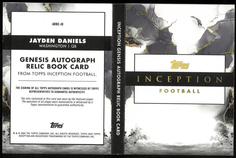 2024 Topps Inception Football Jayden Daniels RC Patch Auto Booklet /35 