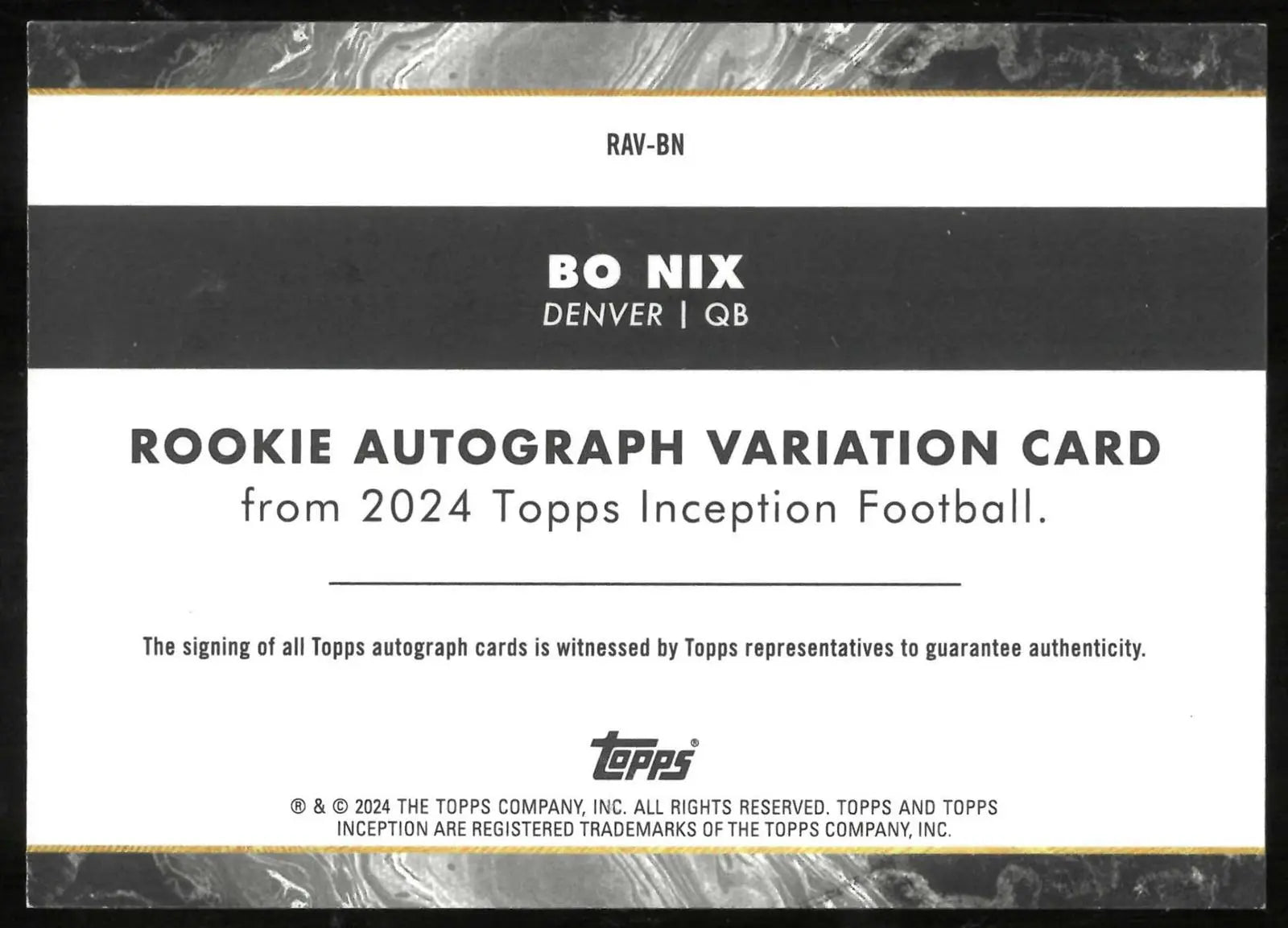 2024 Topps Inception Rookie Autograph Variation Bo Nix Auto Green /150 RC 