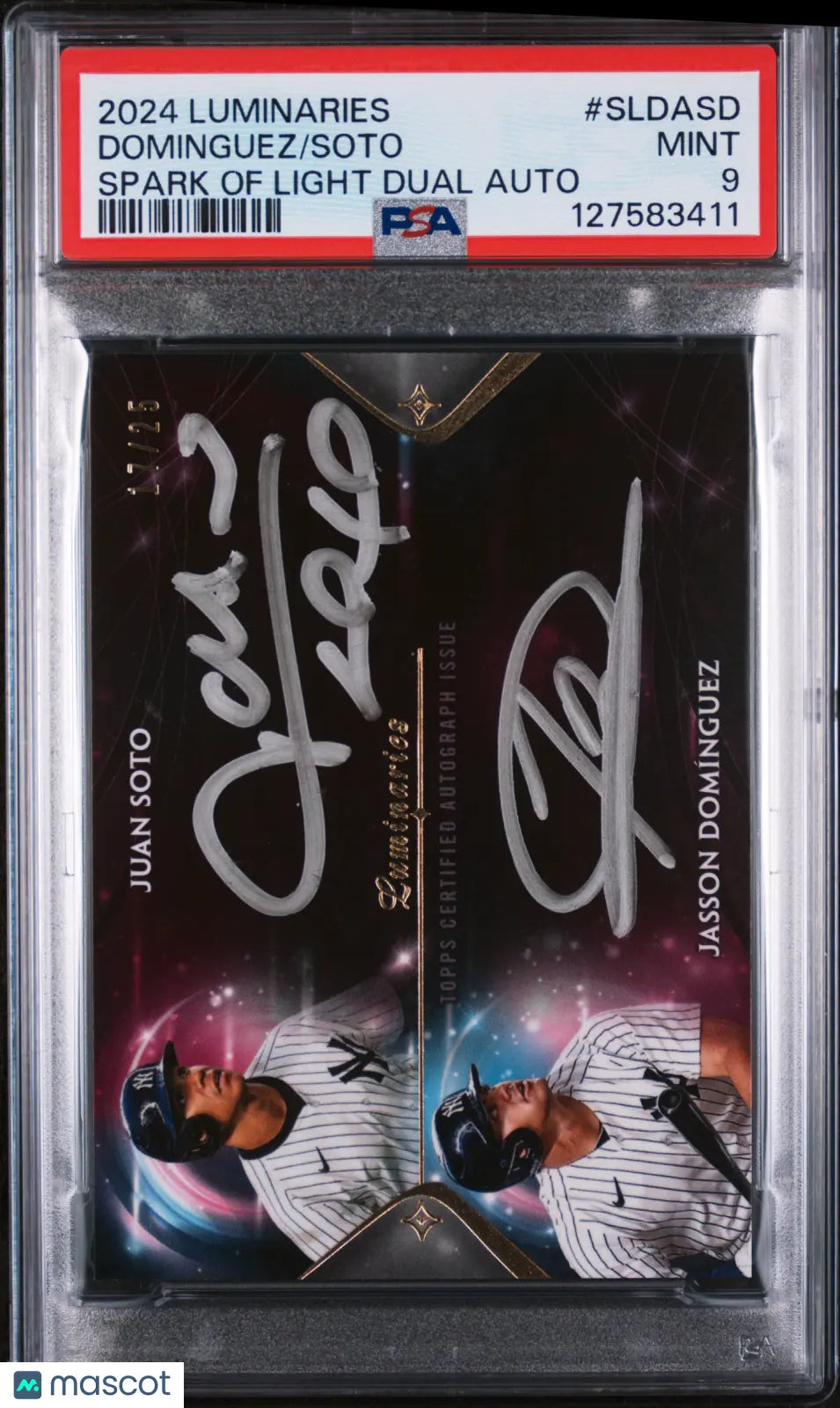 2024 Topps Luminaries Spark Of Light Dual Auto Soto Dominguez /25 PSA 9 