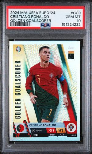 2024 Topps Match Attax UEFA Euro 2024 Golden Goalscorer Cristiano Ronaldo PSA 10 