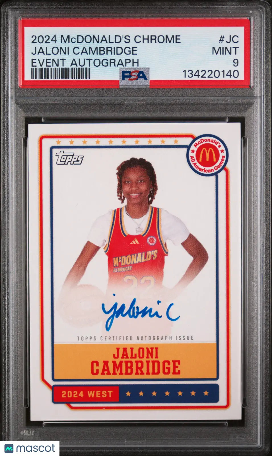 2024 Topps Mcdonald's All American Event Autographs Jaloni Cambridge Auto  PSA 9 