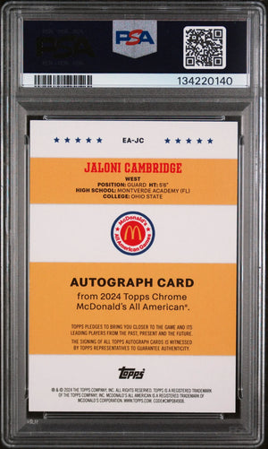 2024 Topps Mcdonald's All American Event Autographs Jaloni Cambridge Auto  PSA 9 