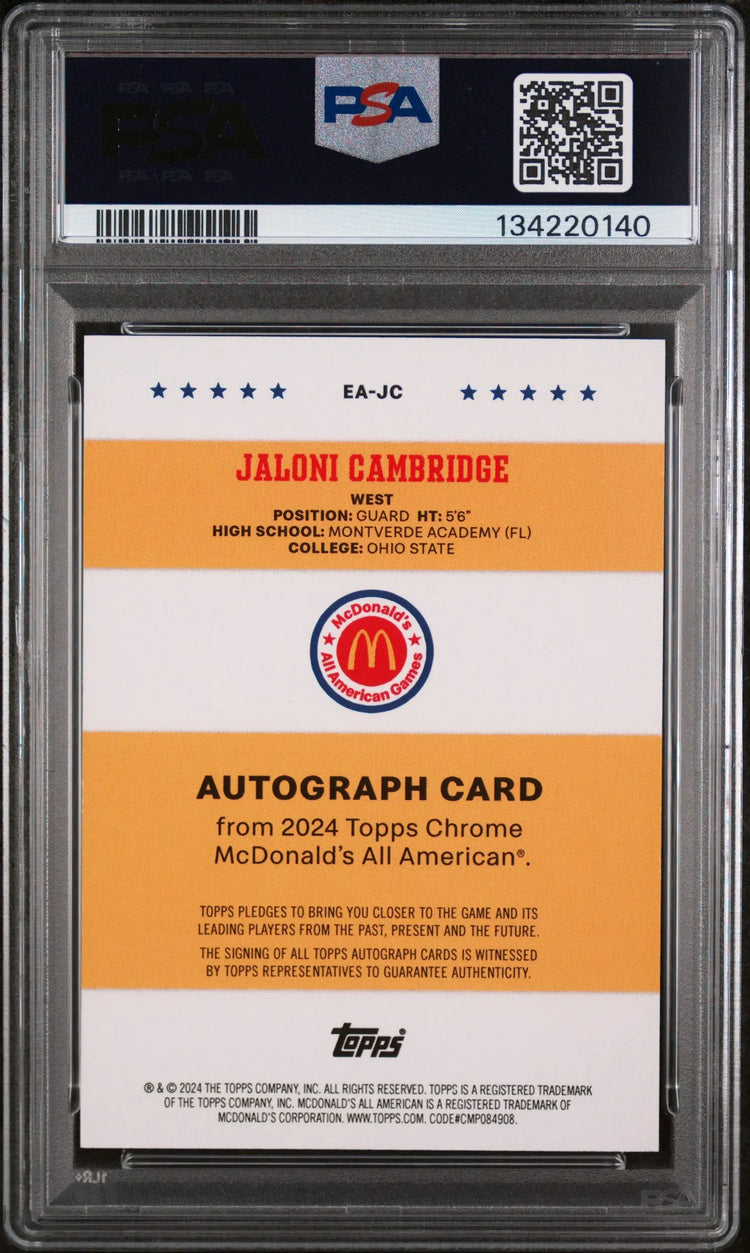 2024 Topps Mcdonald's All American Event Autographs Jaloni Cambridge Auto  PSA 9 