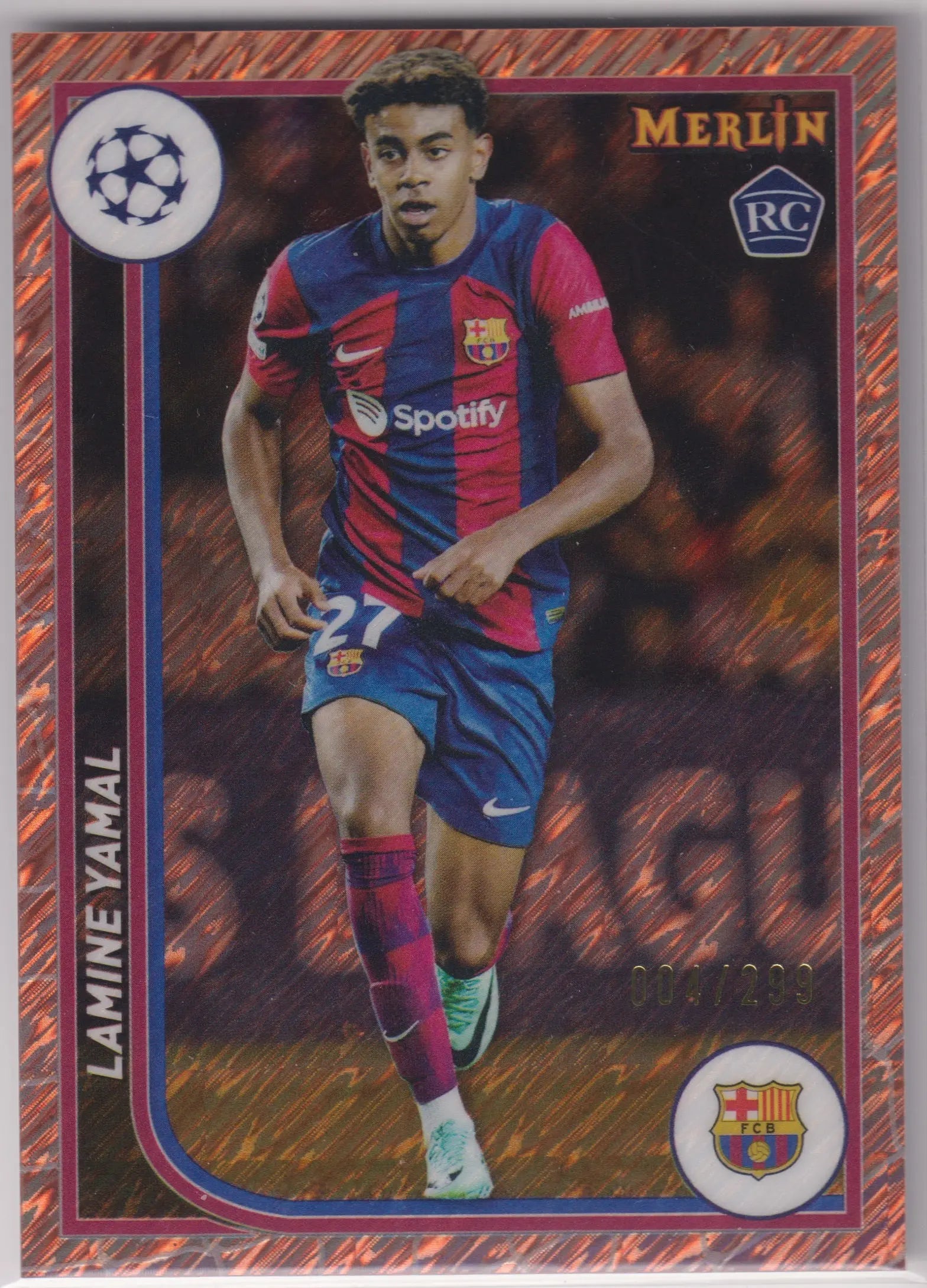 2024 Topps Merlin Rookie Lamine Yamal Rose Gold Shimmer /299 RC 