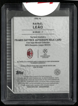 2024 Topps Museum Collection UCC Framed Hat-Trick Patch Auto Rafael Leao /10 