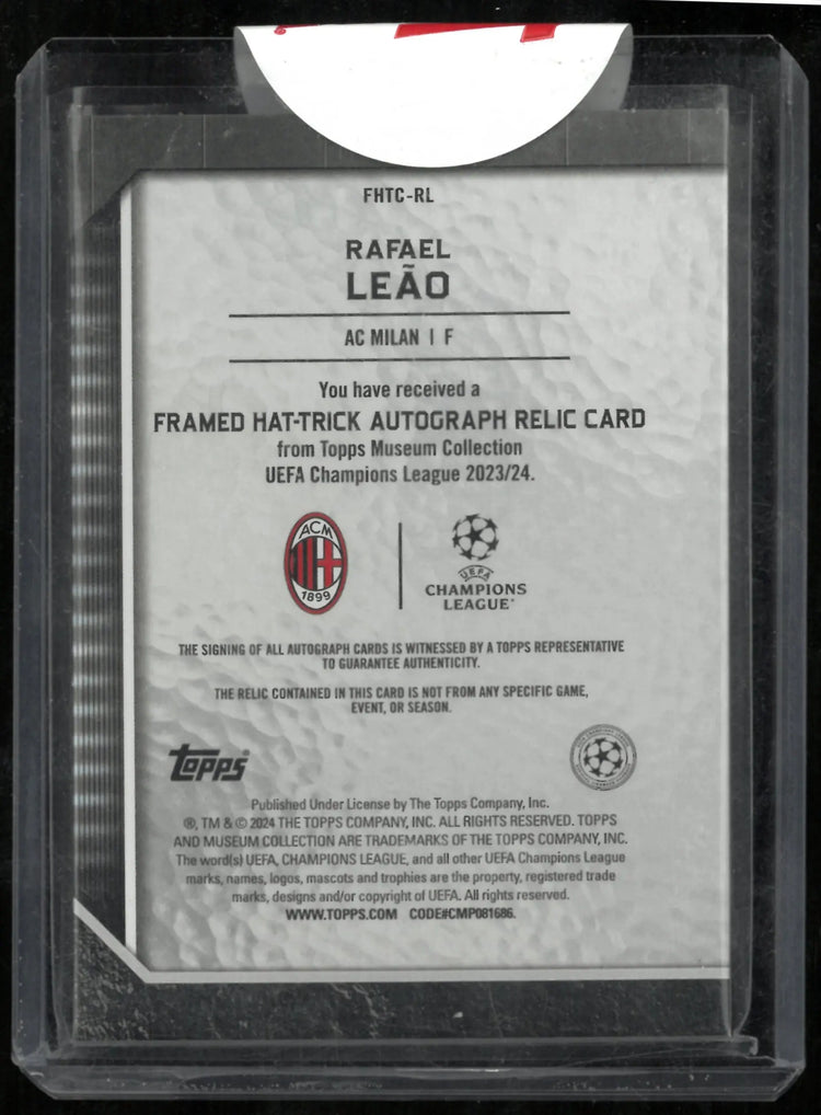 2024 Topps Museum Collection UCC Framed Hat-Trick Patch Auto Rafael Leao /10 