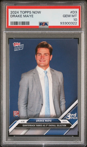 2024 Topps Now Drake Maye RC Rookie 3rd Pick #D3 PSA 10 