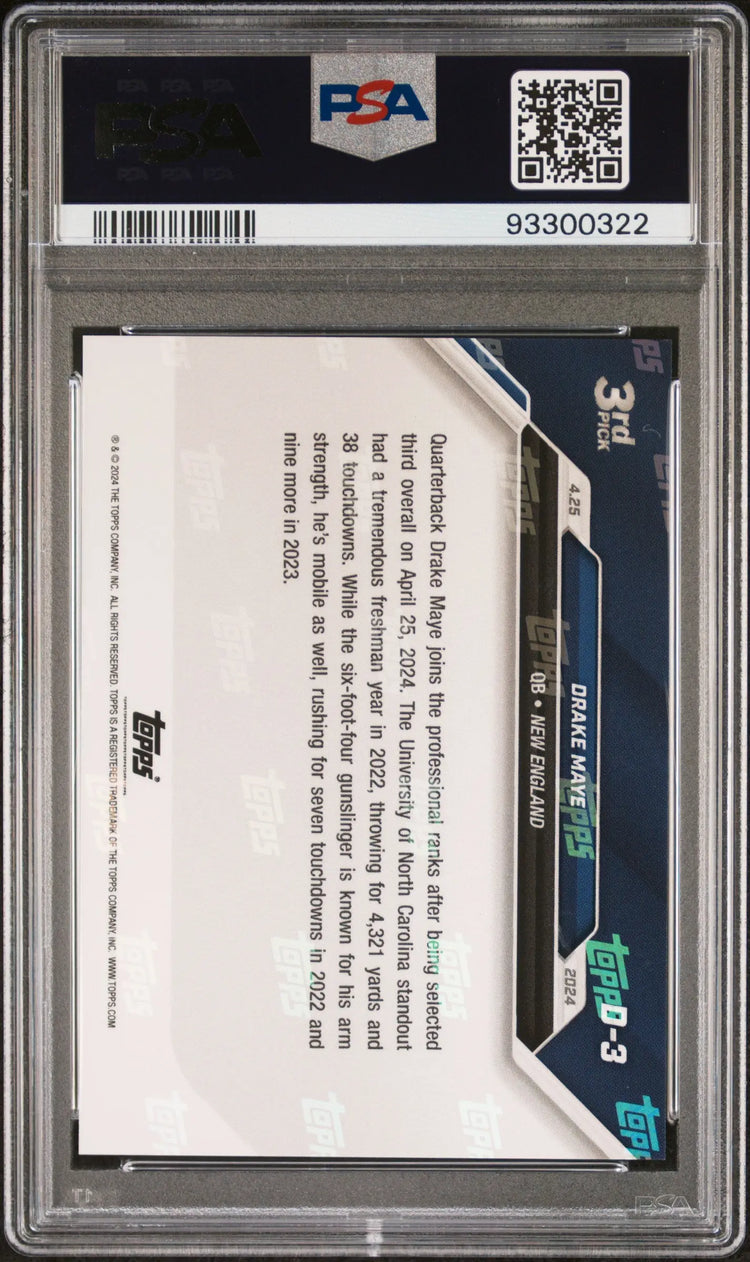 2024 Topps Now Drake Maye RC Rookie 3rd Pick #D3 PSA 10 