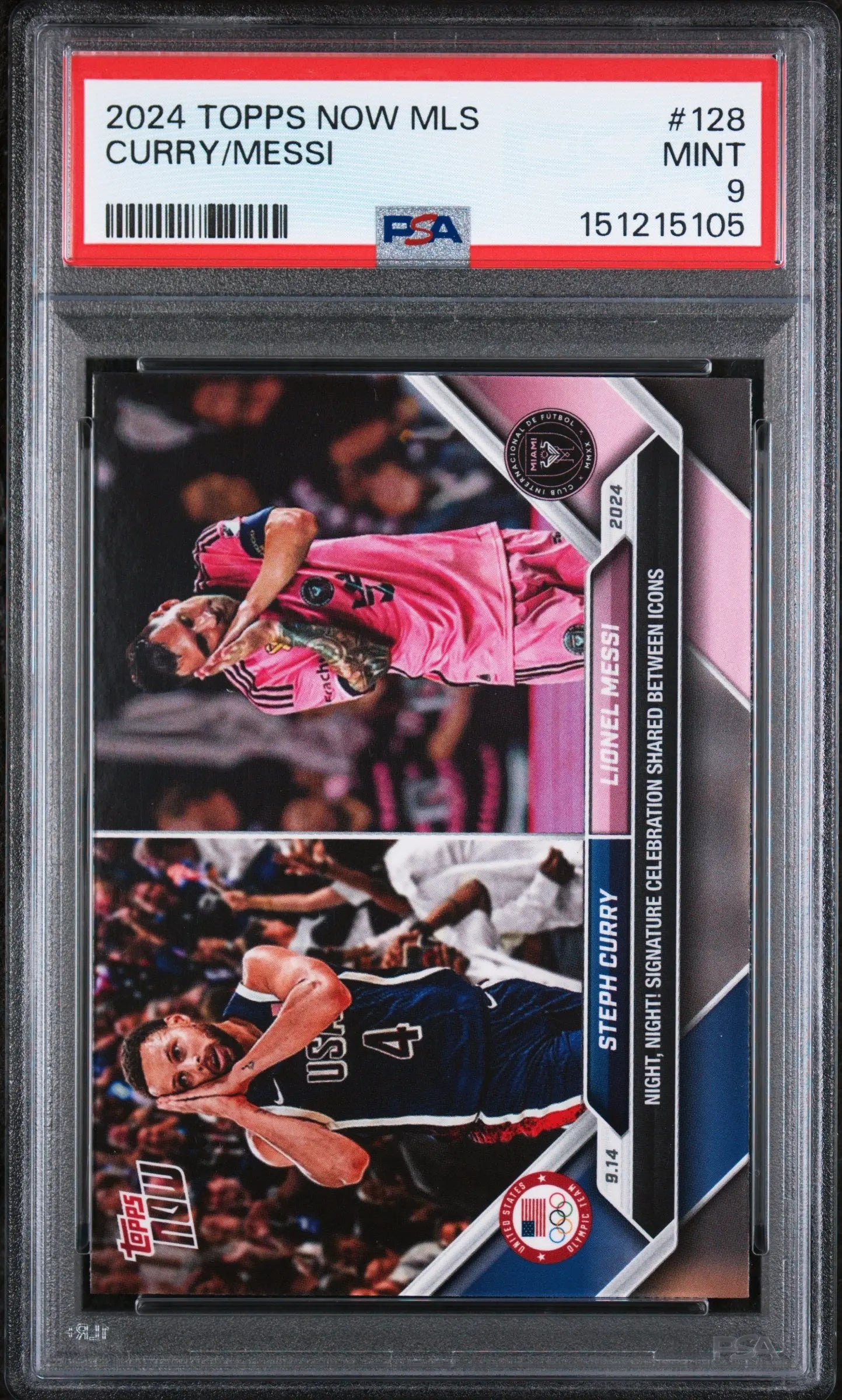 2024 Topps Now MLS Curry Messi PSA 9 