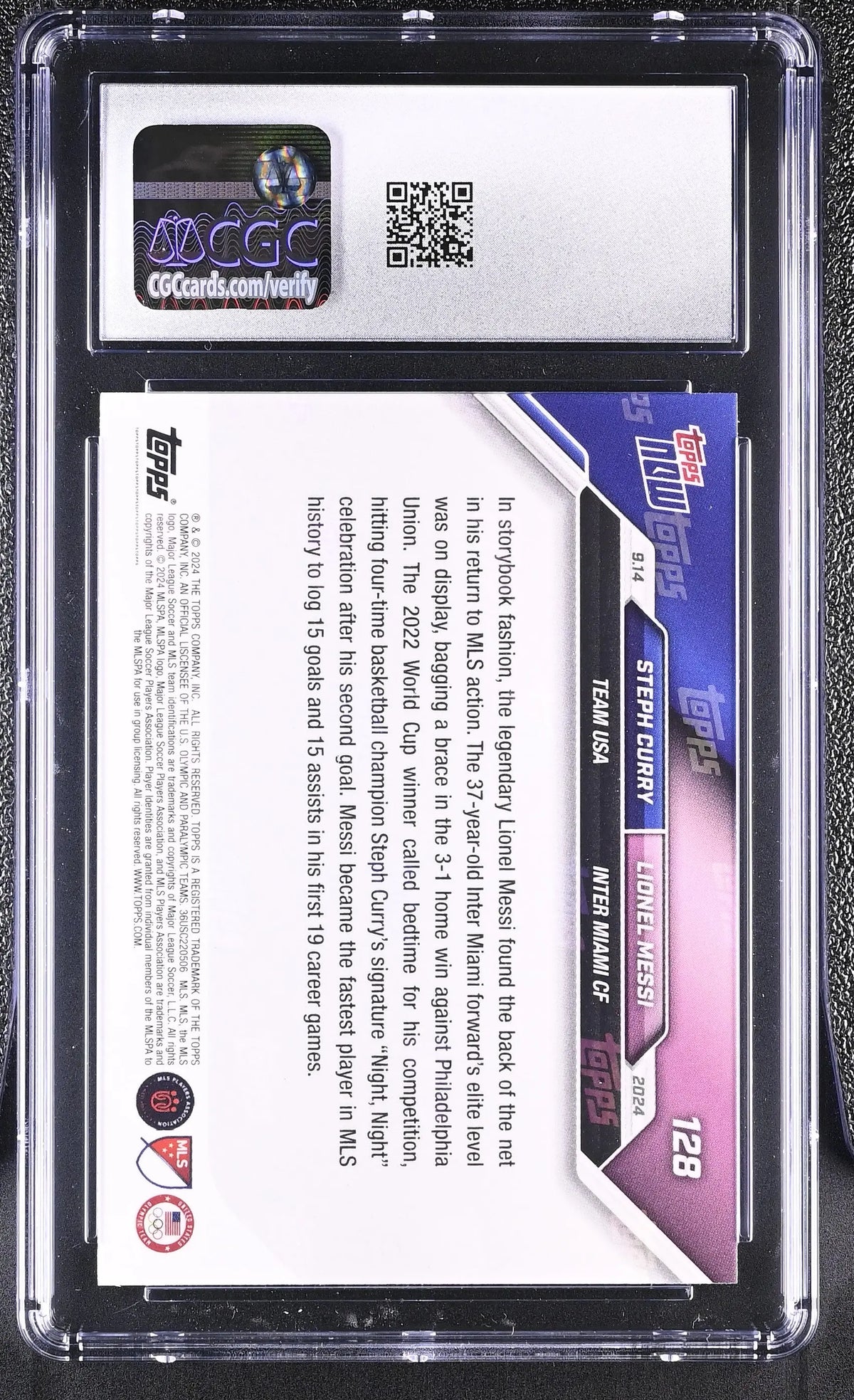 2024 Topps Now MLS Steph Curry/Lionel Messi CGC 9 