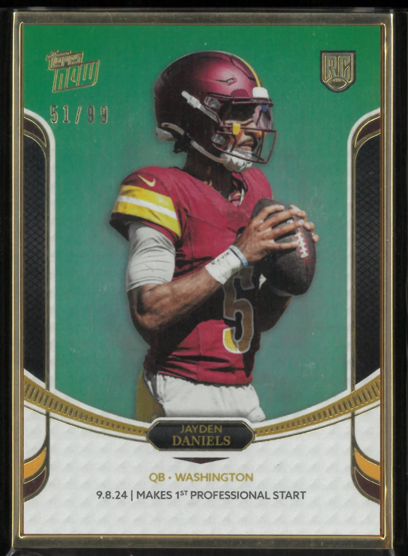 2024 Topps Now Rookie QB Jayden Daniels RC Gold Frame /99 