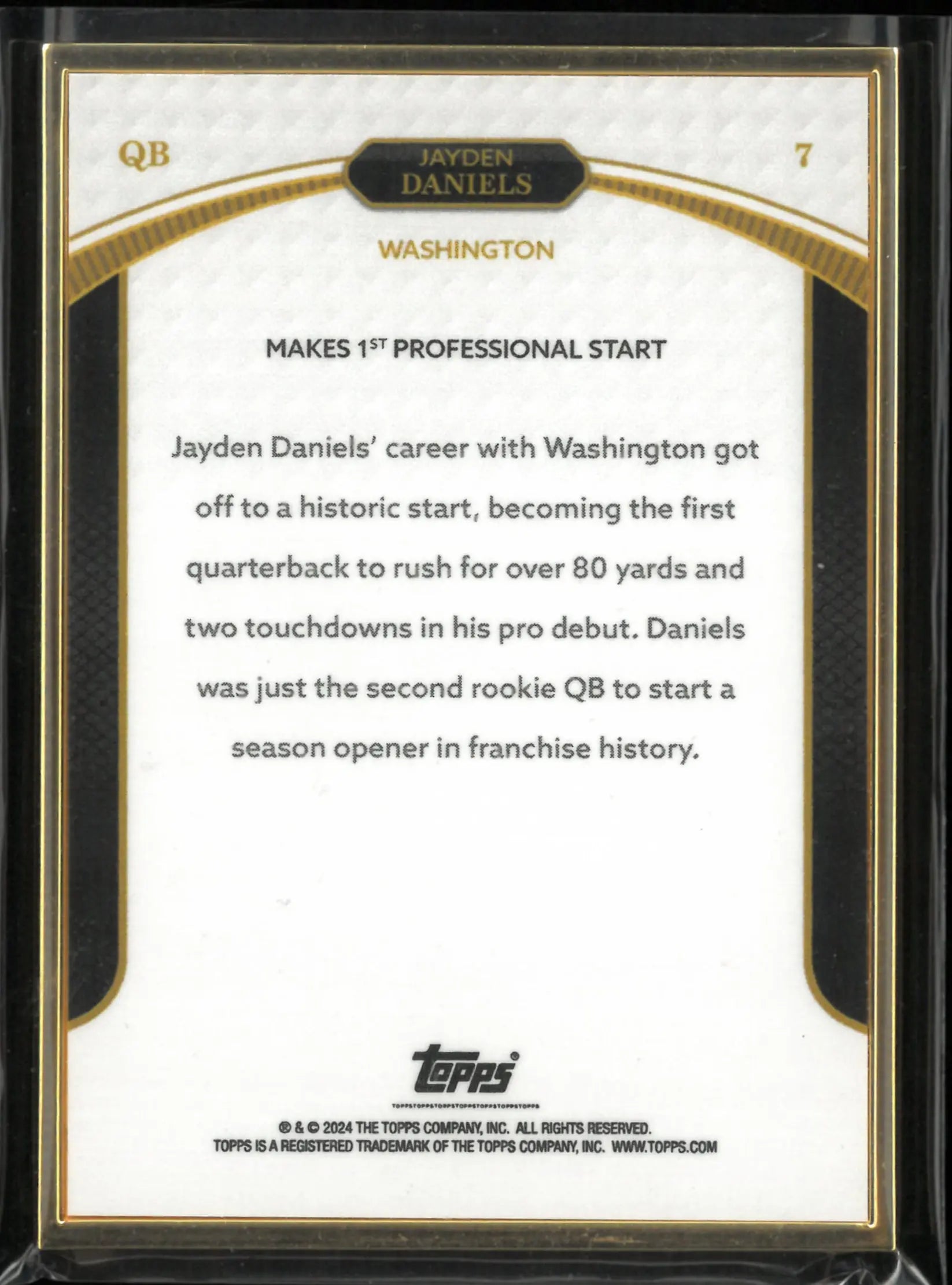 2024 Topps Now Rookie QB Jayden Daniels RC Gold Frame /99 