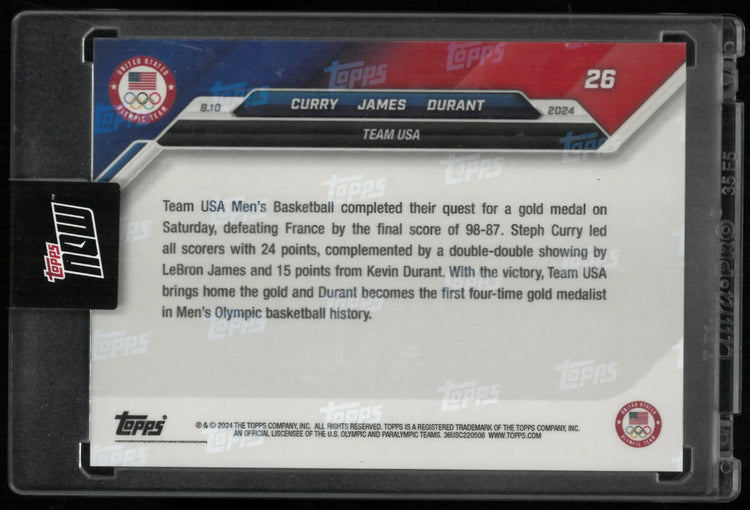 2024 Topps Now United States Olympic Team Curry/James/Durant 