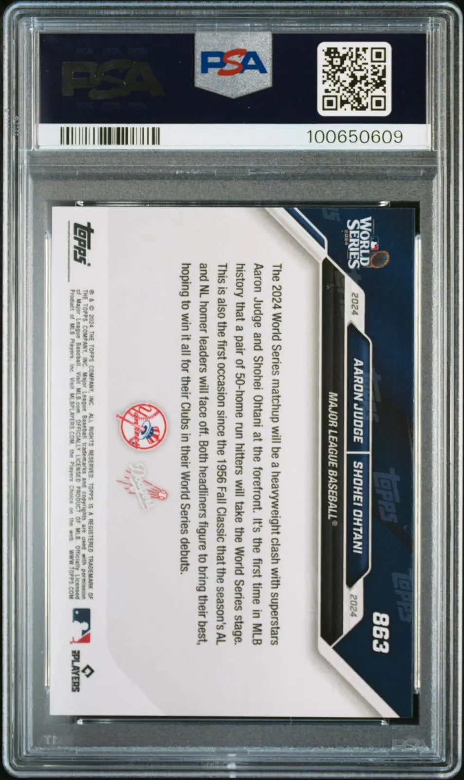2024 Topps Now World Series Aaron Judge & Shohei Ohtani PSA 10 