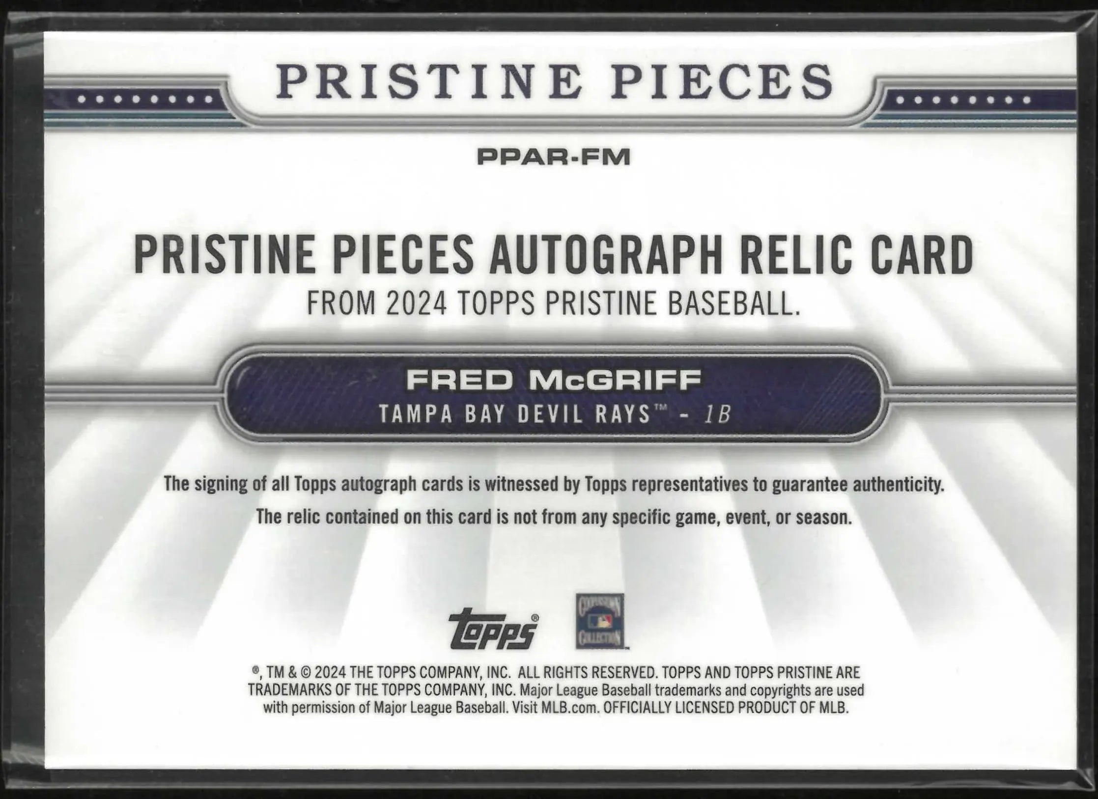 2024 Topps Pristine Autograph Patch Fred McGriff Auto 