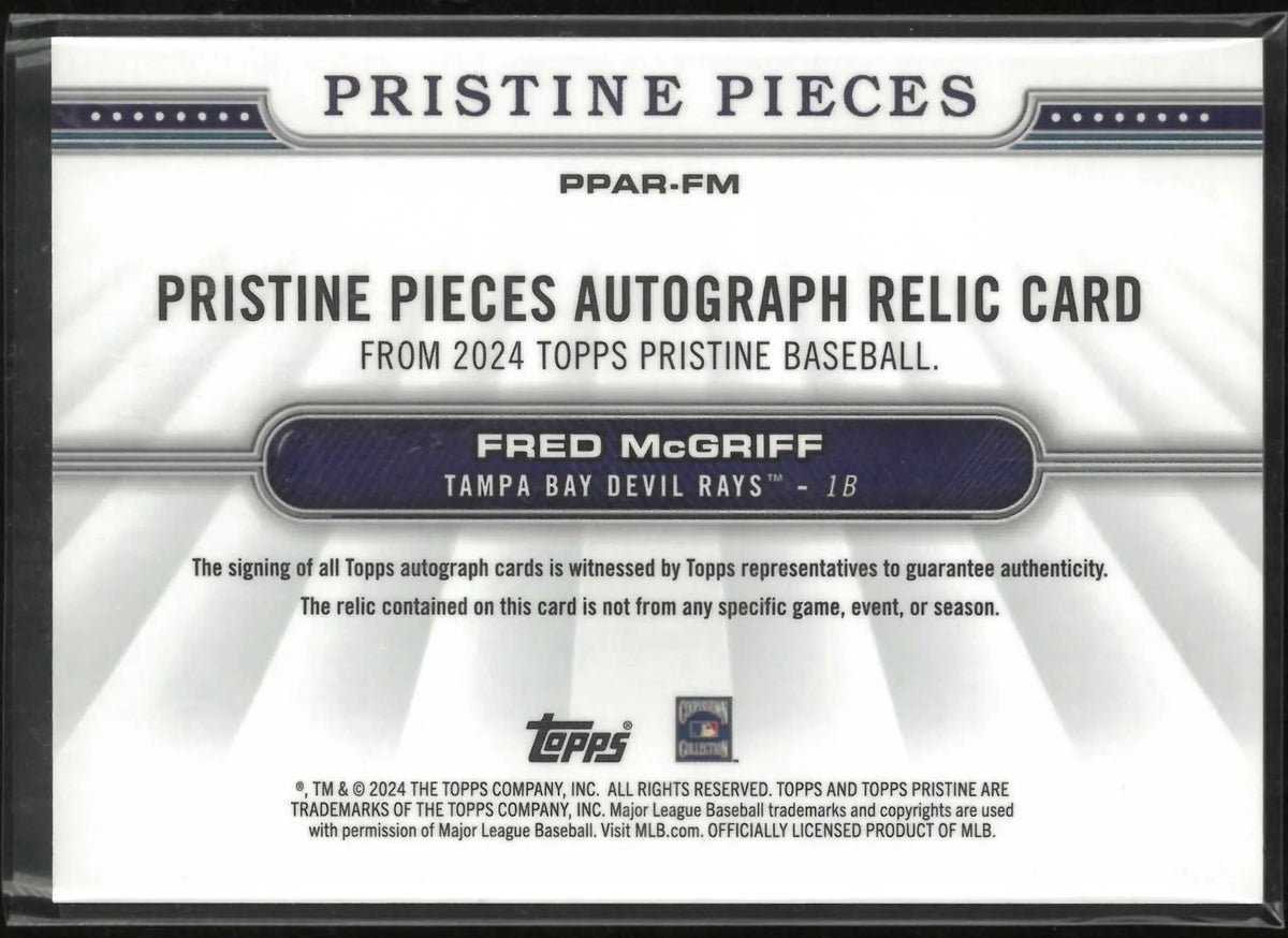 2024 Topps Pristine Autograph Patch Fred McGriff Auto 