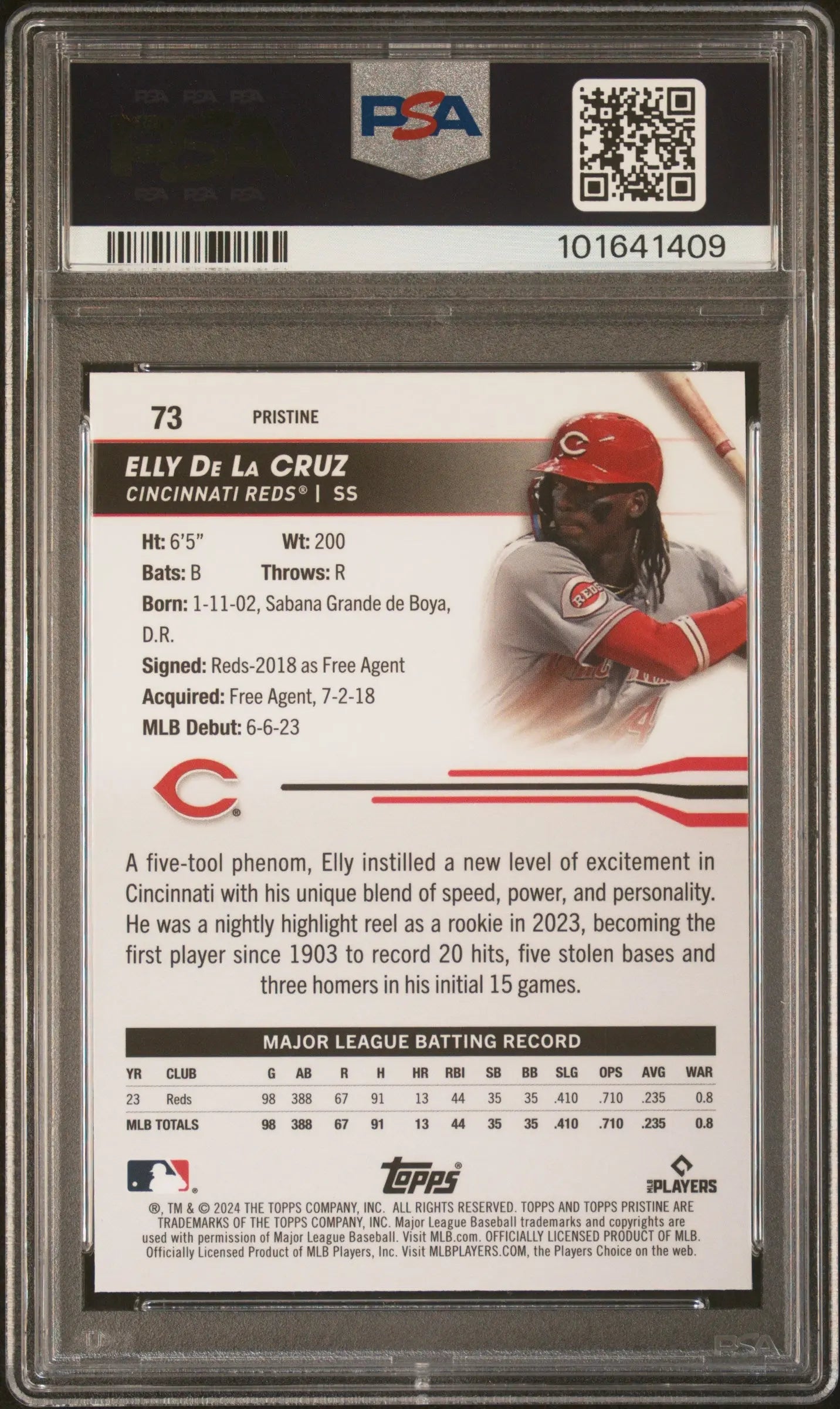 2024 Topps Pristine Elly De La Cruz RC Purple PSA 10 /99 - Top 