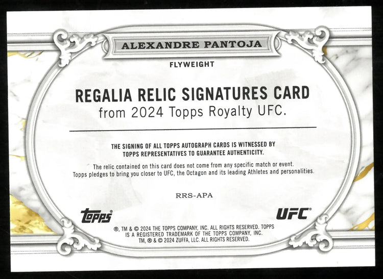 2024 Topps Royalty UFC Regalia Relic Patch Auto Alexandre Pantoja /49 