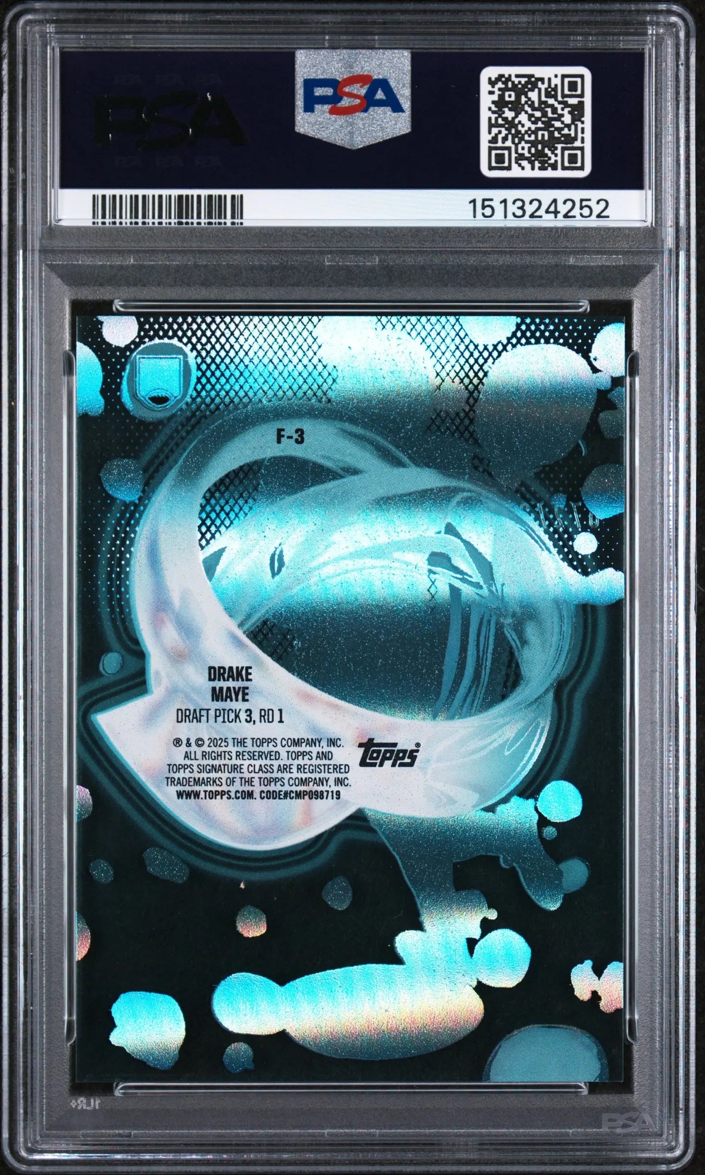 2024 Topps Signature Class Fluidity Rookie Drake Maye Teal /225 RC PSA 8 