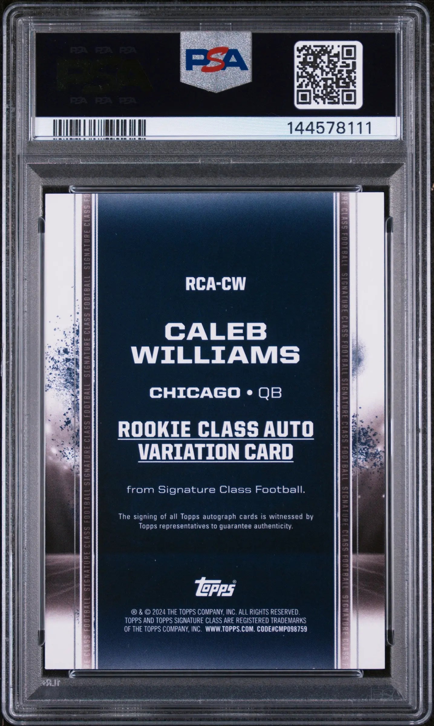 2024 Topps Signature Class Rookie Autograph Caleb Williams Auto RC PSA 9 