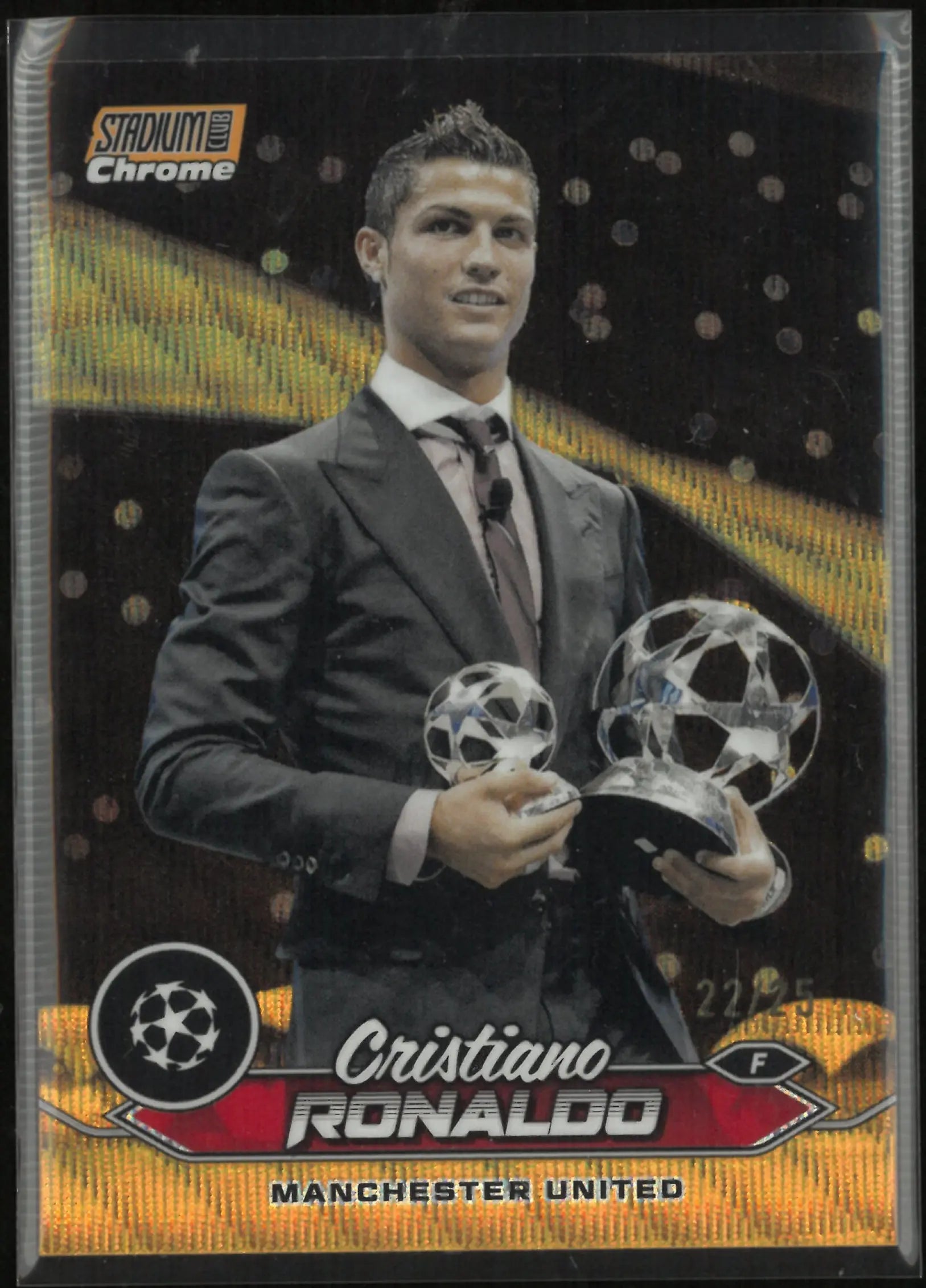 2024 Topps Stadium Chrome UEFA Champions League Cristiano Ronaldo Orange Wave/25 