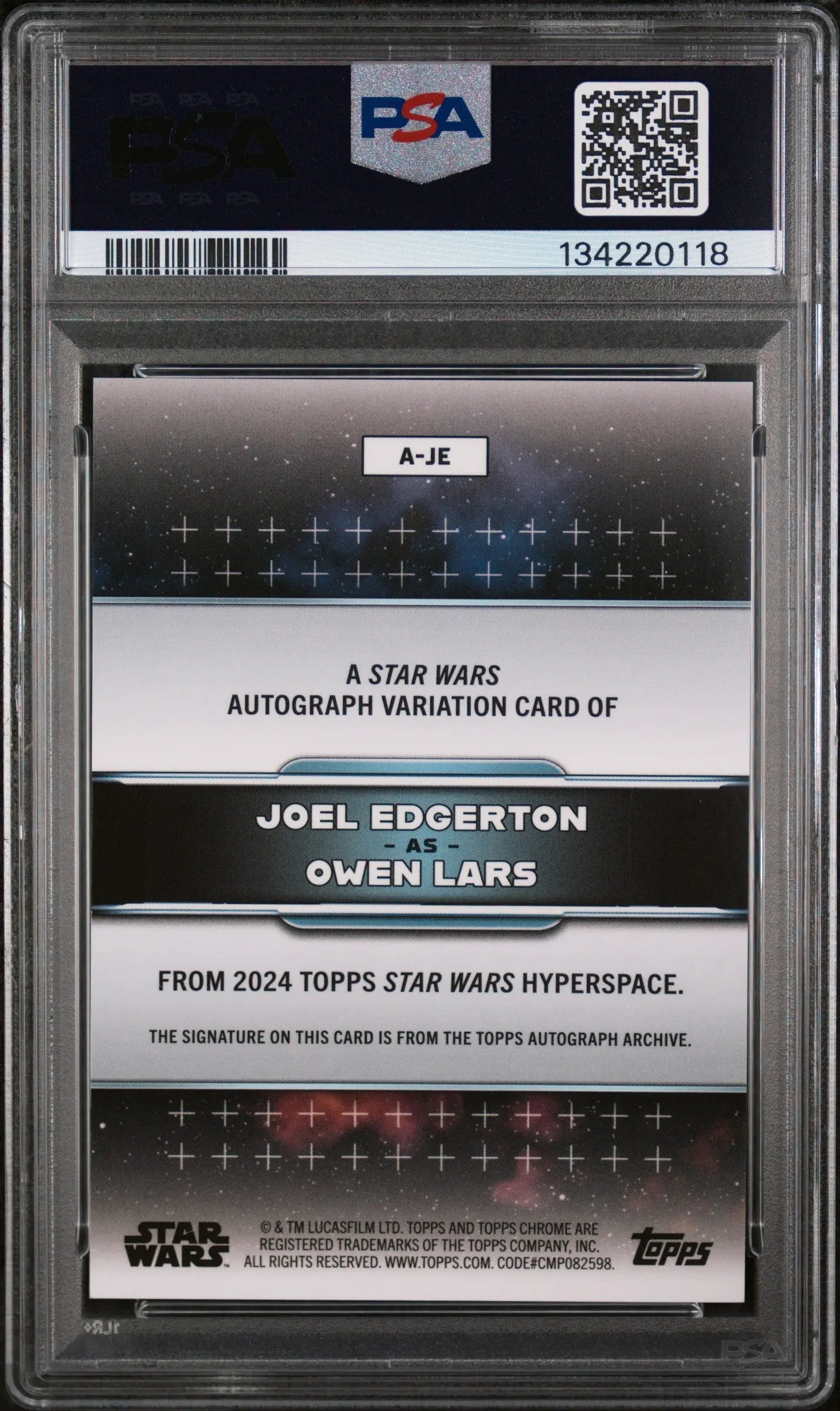 2024 Topps Star Wars Hyperspace Star Wars Autographs Joel Edgerton #JE PSA 10 