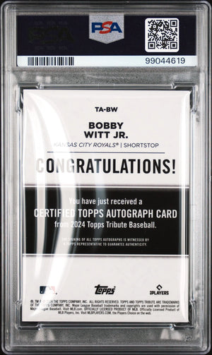 2024 Topps Tribute Tribute Autographs Bobby Witt Jr. Auto /199 PSA 9 