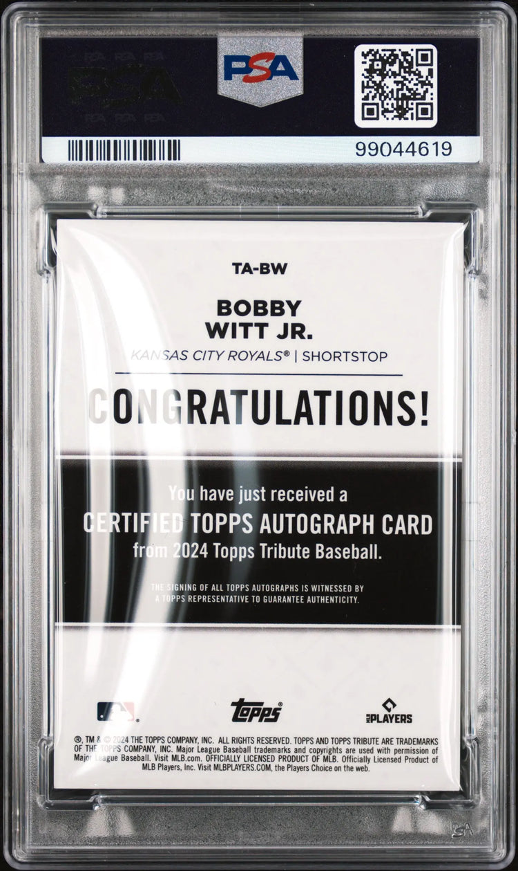2024 Topps Tribute Tribute Autographs Bobby Witt Jr. Auto /199 PSA 9 