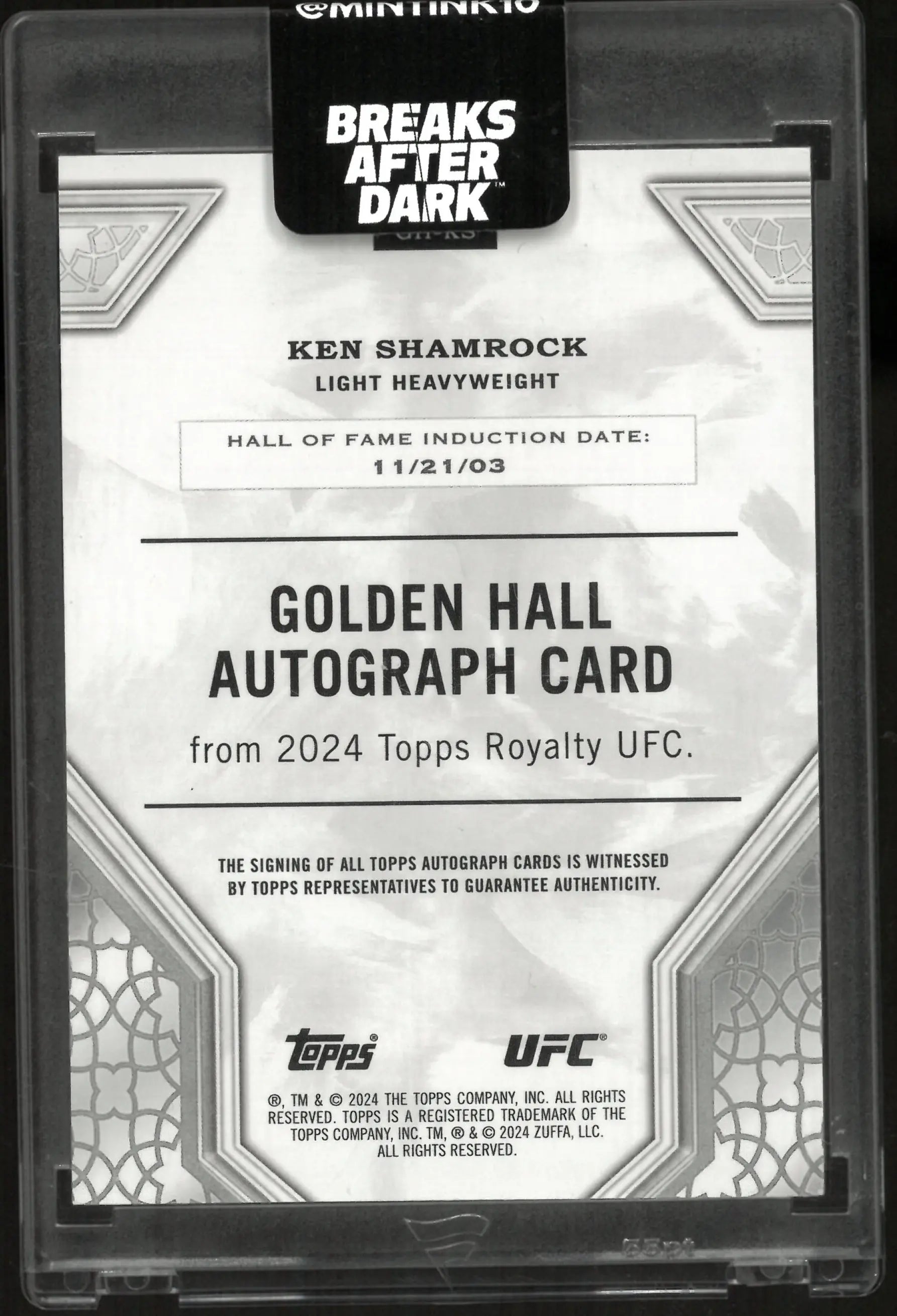2024 Topps UFC Royalty Golden Hall Ken Shamrock Autograph /5 