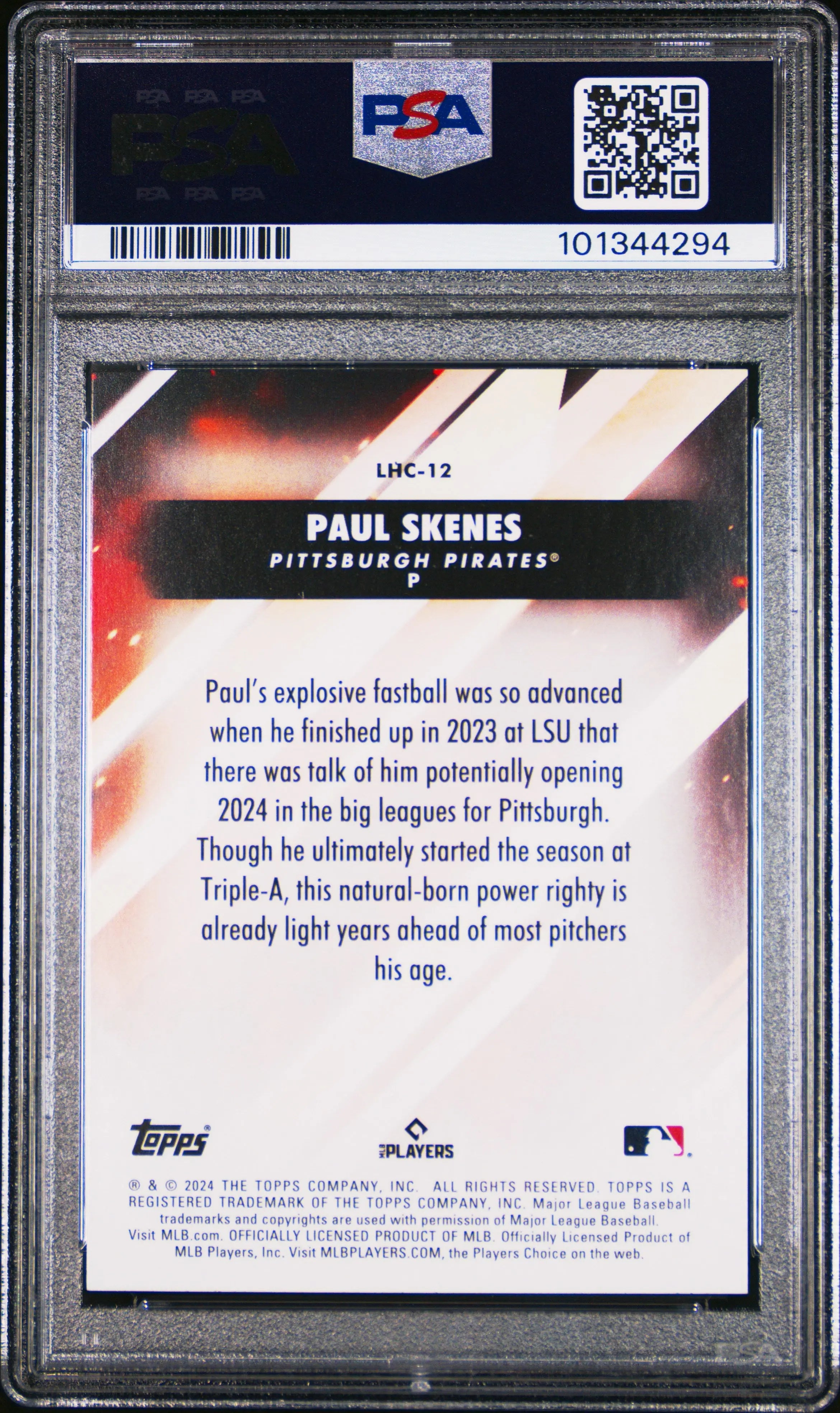 2024 Topps Update Let Him Cook Rookie Paul Skenes RC PSA 10 