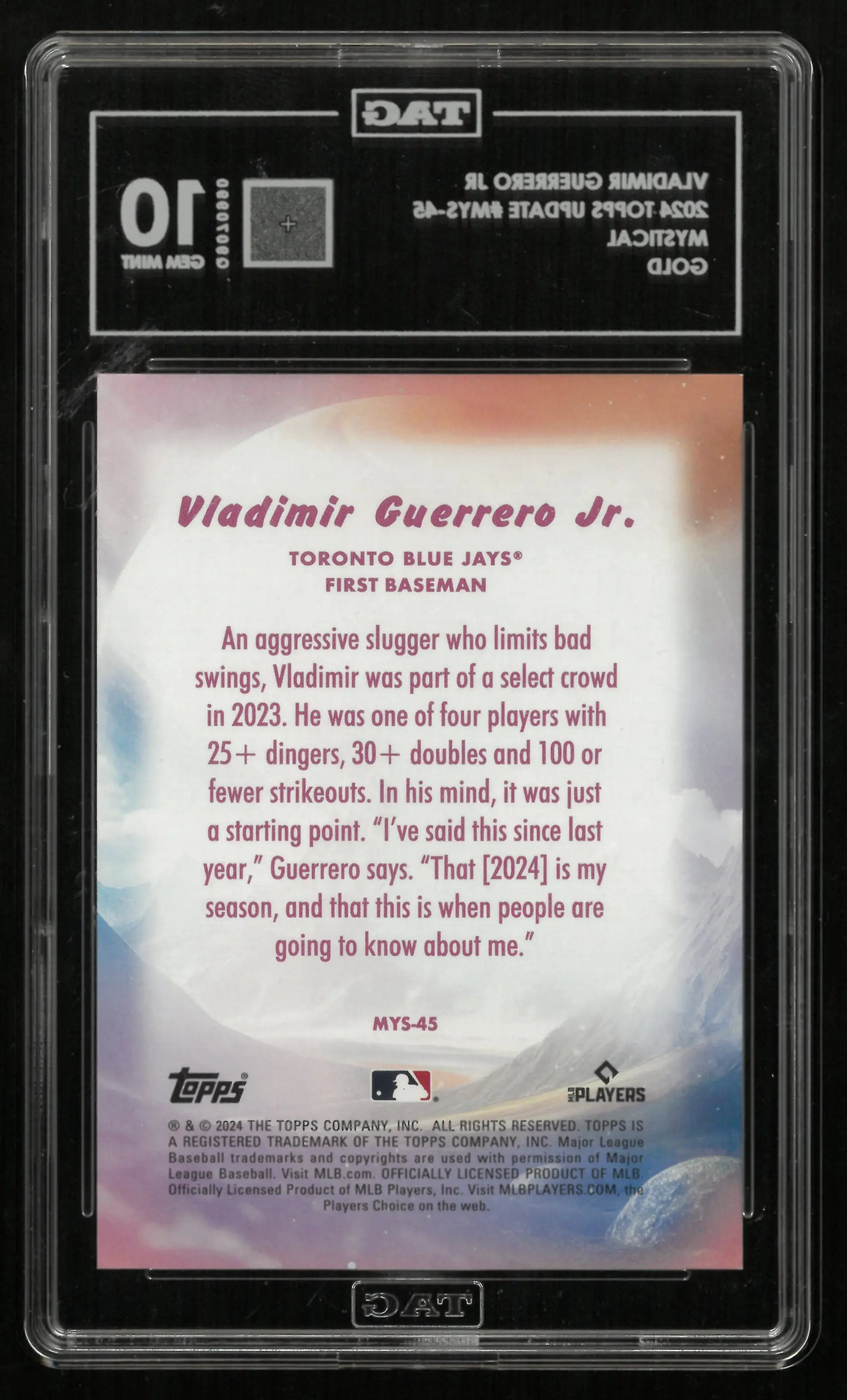 2024 Topps Update Vladimir Guerrero Jr. Mystical Gold /75 TAG 10 