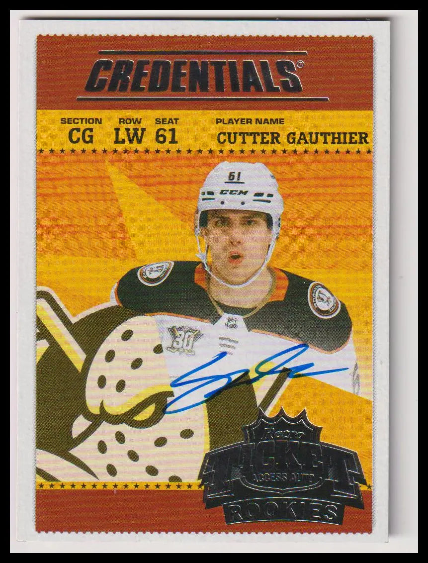 2024 UD Credentials Autograph Rookie Cutter Gauthier Auto Retro Ticket Access RC 