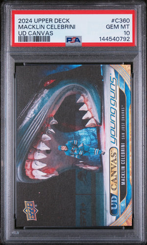 2024 UD Extended Series Hockey UD Canvas Young Guns RC Macklin Celebrini PSA 10 