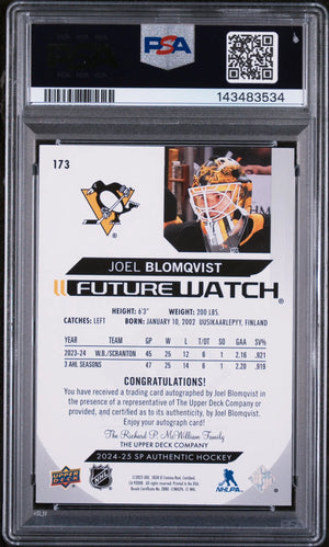 2024 UD SP Auth Future Watch Rookie Joel Blomqvist Autograph Inscribed/999 PSA 9 