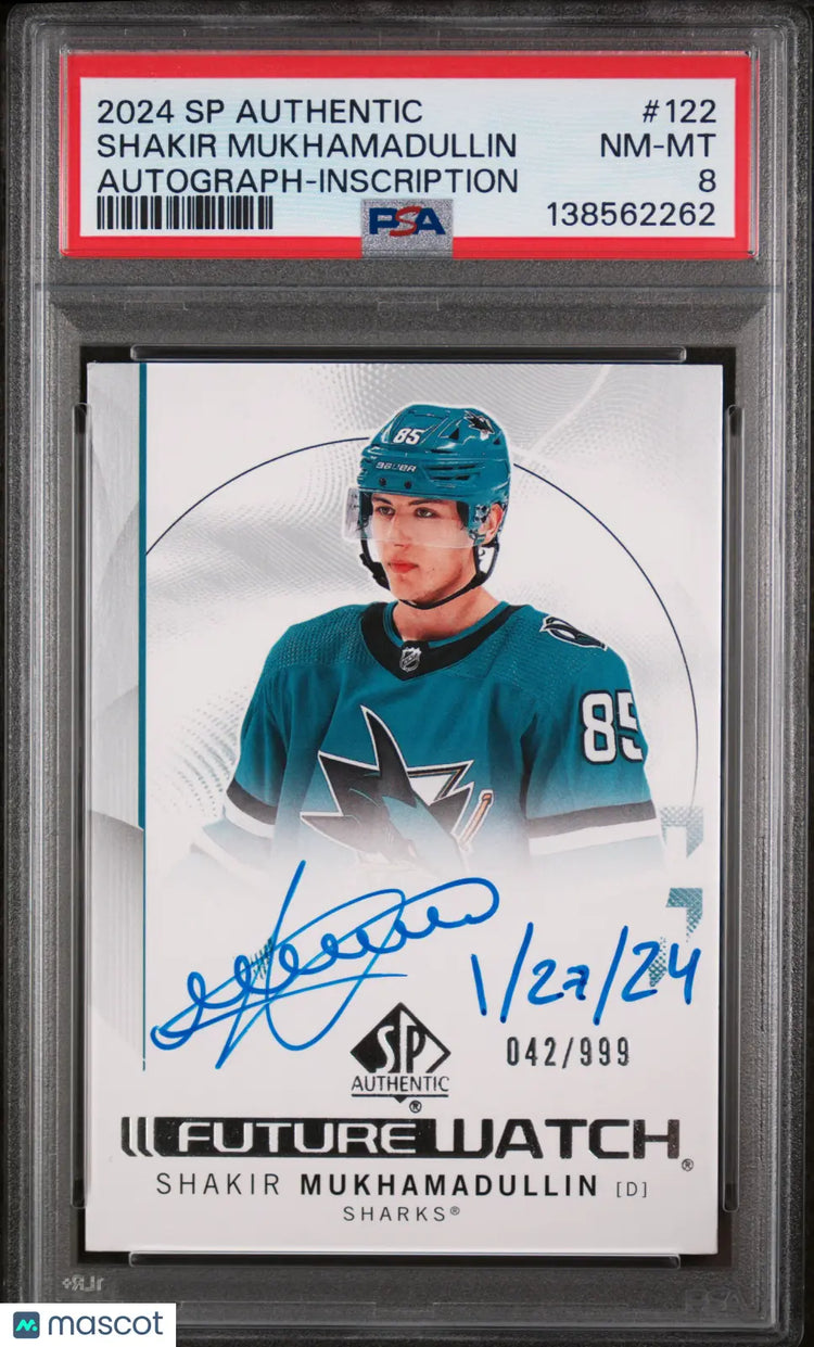 2024 UD SP Authentic Shakir Mukhamadullin Autograph Auto Inscription PSA 8 /999 