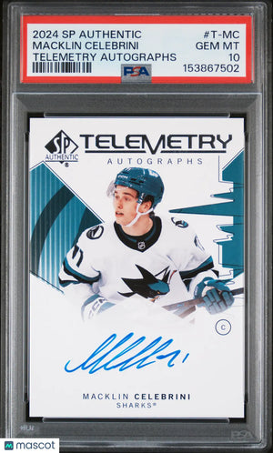 2024 UD SP Authentic Telemetry Autograph Auto Macklin Celebrini RC PSA 10 