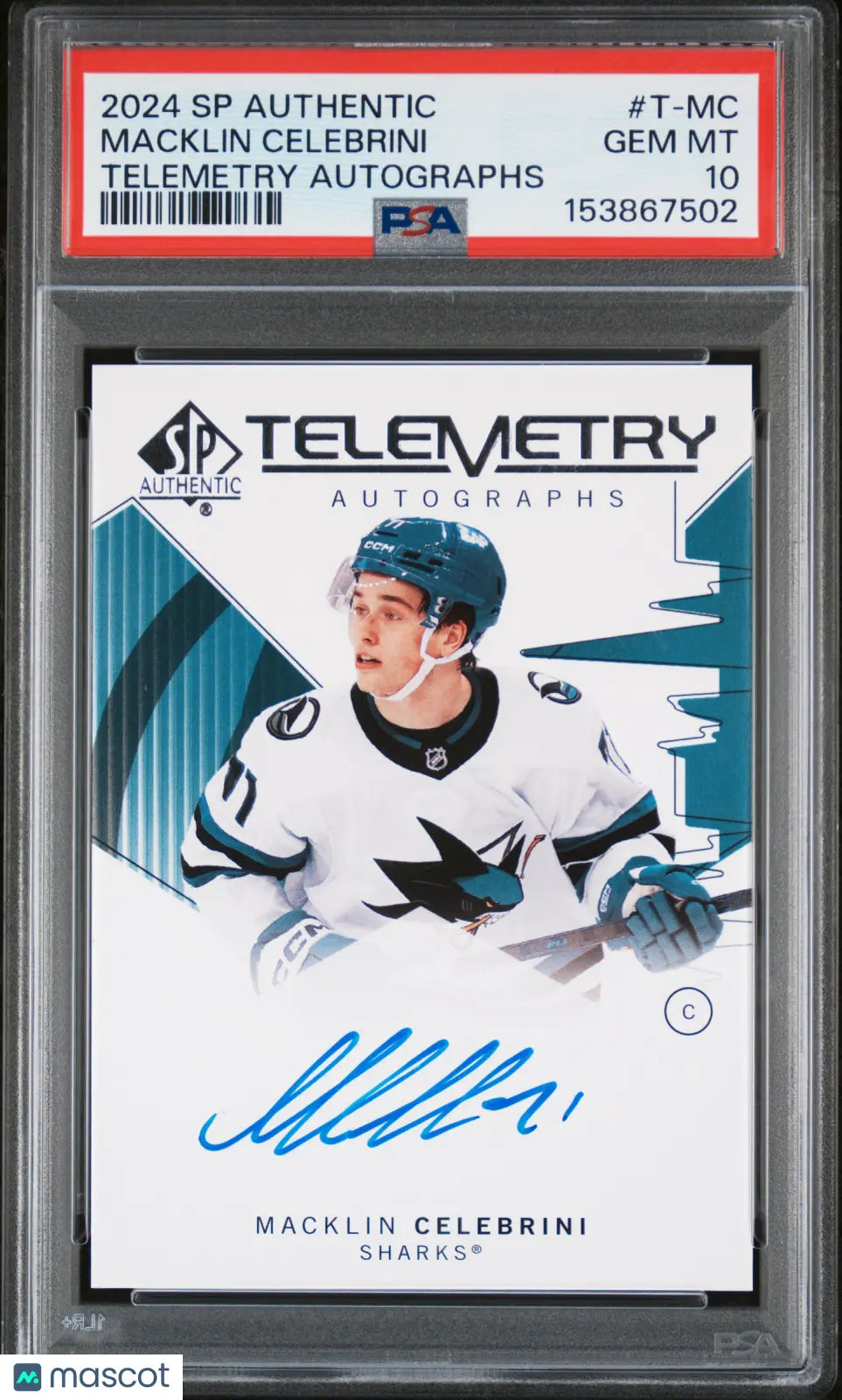 2024 UD SP Authentic Telemetry Autograph Auto Macklin Celebrini RC PSA 10 