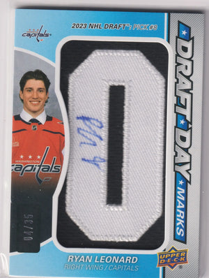 2024 UD SP Game Used Draft Day Marks Patch Autograph Ryan Leonard Auto /35 
