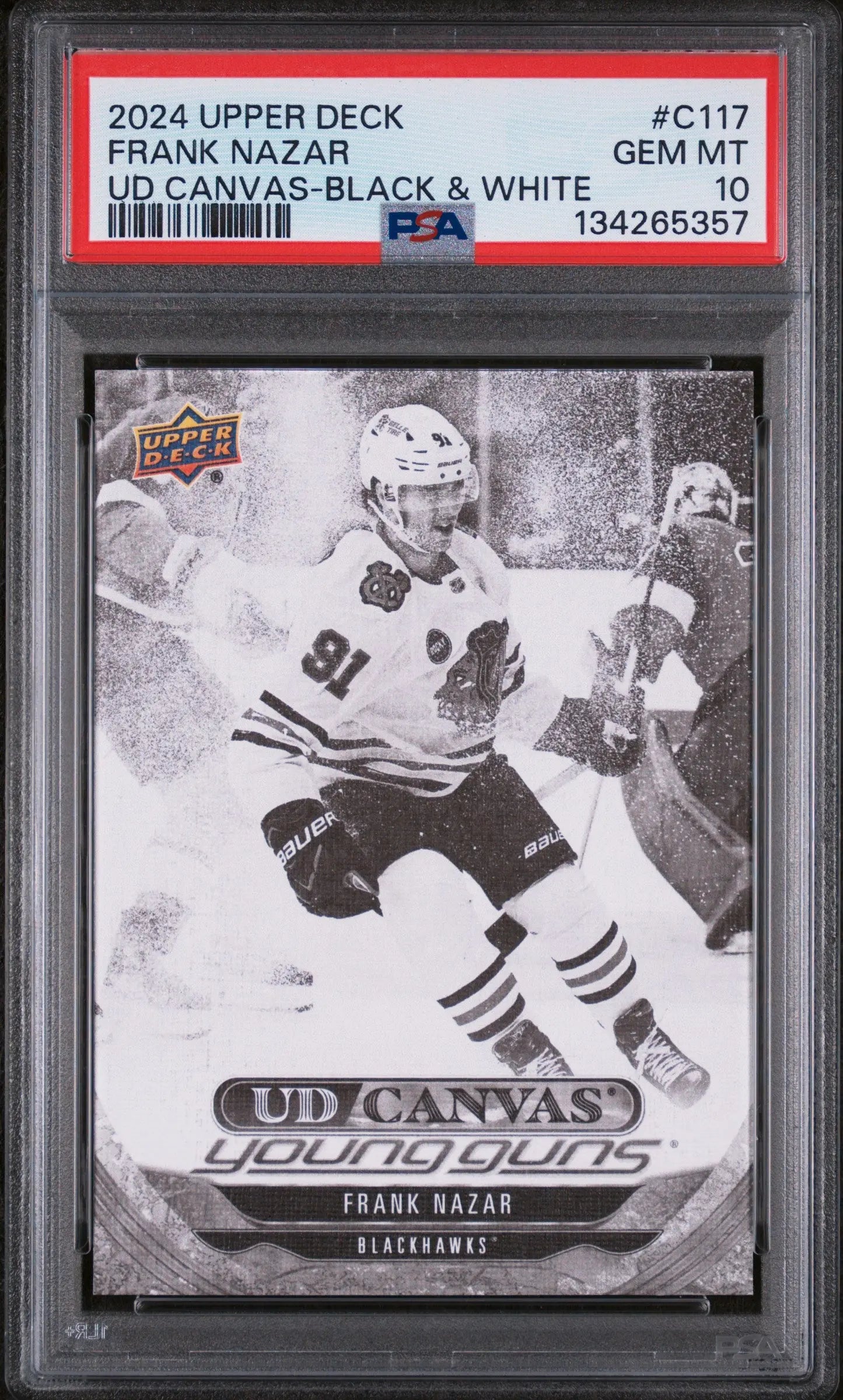 2024 UD Series 1 UD Canvas Young Guns Rookie Frank Nazar Black & White PSA 10 