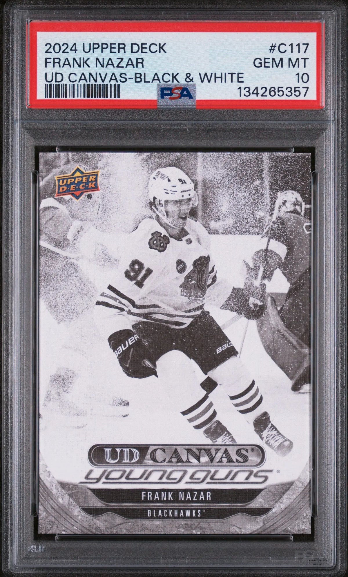 2024 UD Series 1 UD Canvas Young Guns Rookie Frank Nazar Black & White PSA 10 