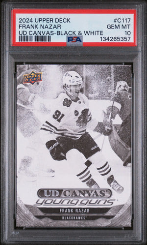 2024 UD Series 1 UD Canvas Young Guns Rookie Frank Nazar Black & White PSA 10 