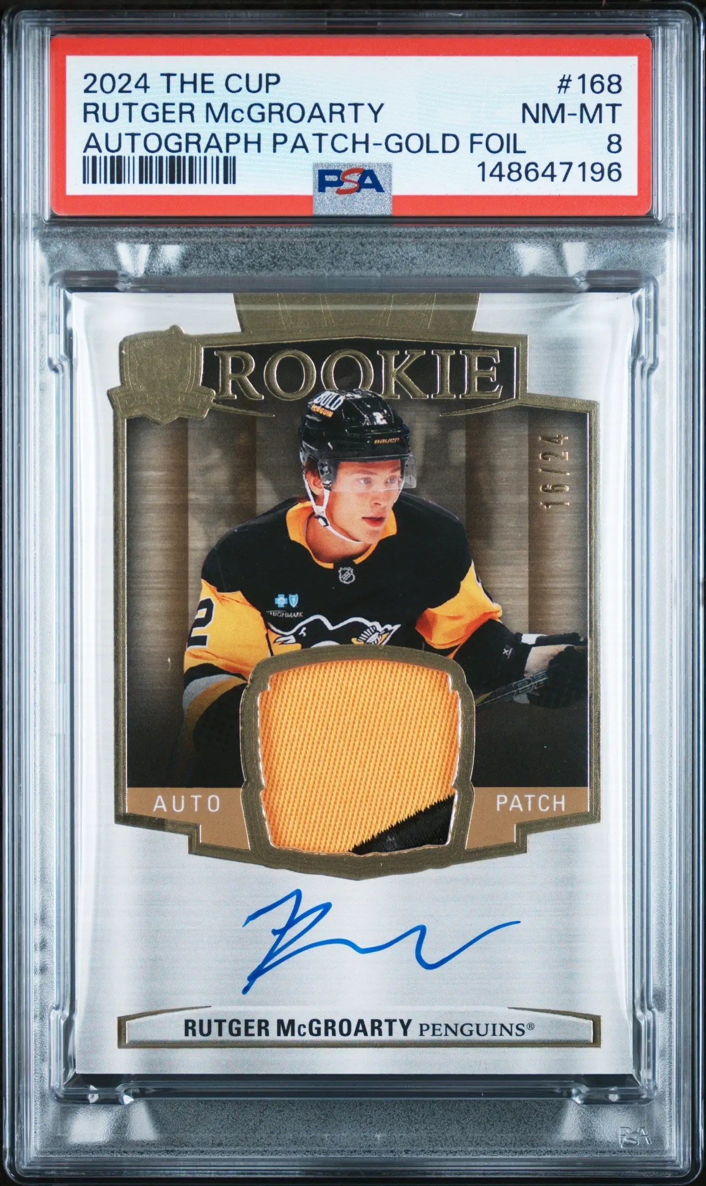 2024 UD The Cup Rutger McGroarty RC Rookie Patch Auto Gold Foil PSA 8 /24 