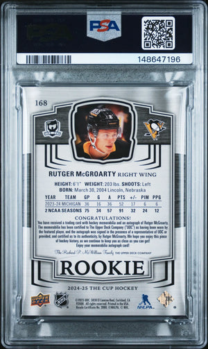 2024 UD The Cup Rutger McGroarty RC Rookie Patch Auto Gold Foil PSA 8 /24 