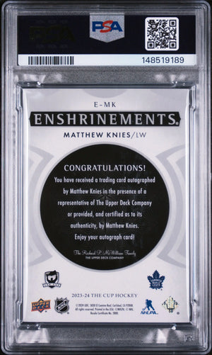 2024 UD The Cup Update Autograph Matthew Knies  Enshrinements Auto /99 PSA 8 